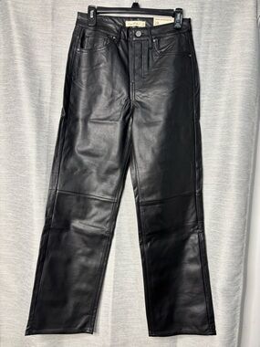 Publish Black Straight Leather Jeans for Men